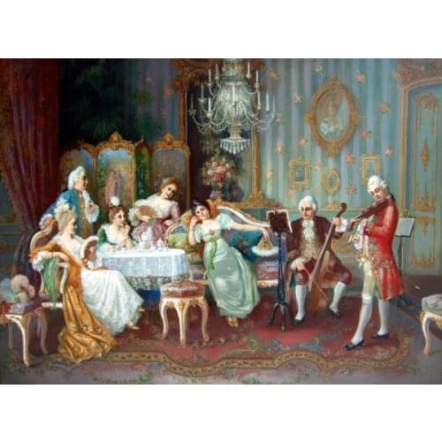 Free shipping wall art decoration picture classical court figure palace violin cello music canvas prints oil painting on canvas