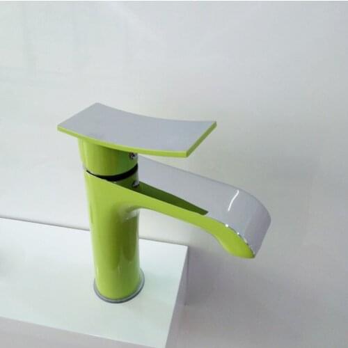 Free shipping Green color solid brass body wash basin faucet with polished chrome bathroom basin sink mixer tap ,sanitary ware