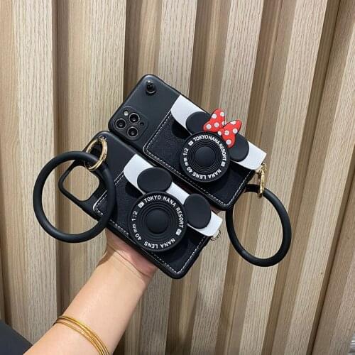 Cute Cartoon Leather Wallet Phone Case For Huawei P40 Lite E P20 P30 10 Pro Mate 40 30 20 10 Pro 20X Big Bracelet Ring TPU Cover