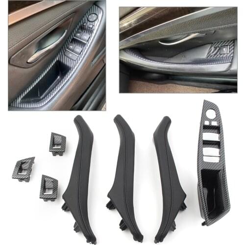 For BMW 5 series F10 F11 F18 2010-2017 Car Inner Door Trim Pull Handle 7Pcs/Set Carbon Fiber Styling Left Drive