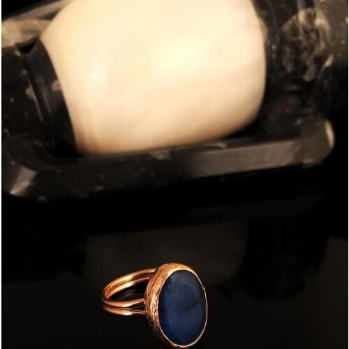 Dr Stone Natural Stone Women Lapis Lazuli Stone Rose Gold Plated Ring KRB369