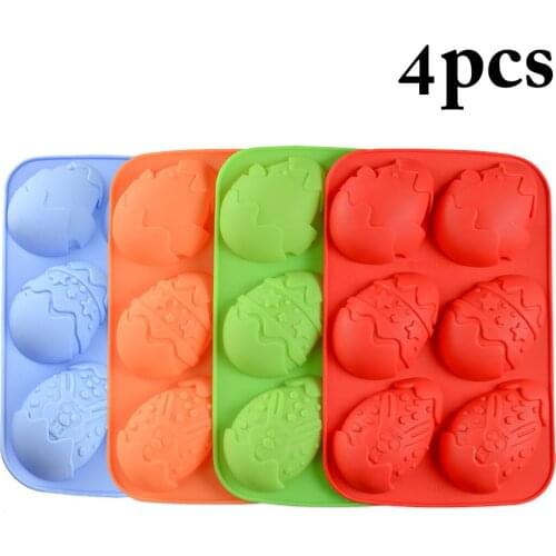 4 Pcs Easter Egg Shape DIY Baking Mold High Temperature Food Grade Easter Silicone Cake Mold Home Kitchen Supplies
