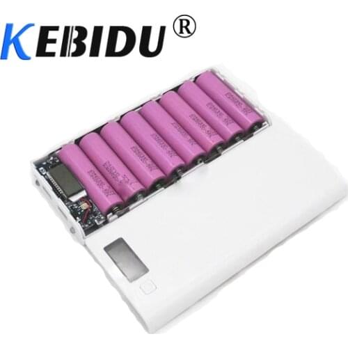 Kebidu DC5V 8*18650 Lithium-ion Battery Case Power Bank Shell Portable LCD Display External Box For Phone Charging For Trip