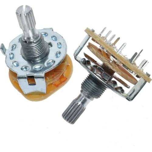 10pcs/Lot RS25 2P6T Band Switches Channel Rotary Switch 2 Pole 6 Position 20mm 2*6 gear