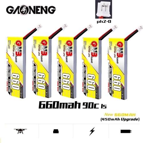 1-10Pcs Gaoneng GNB 660mAh 3.8V 1S 90C/180C HV 4.35V Lipo Battery With PH2.0 Plug For Emax Tinyhawk King Kong Ldarc TINY7
