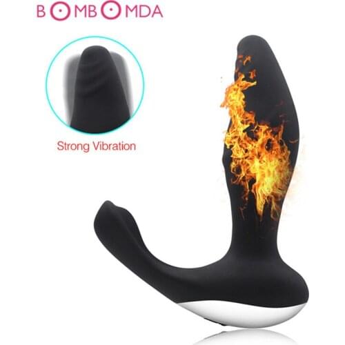 Heating Prostate Massager USB Rechargeable Strapon for Men Anal Vibrator Sex Toys for Men Heating Anal Plugs Products Sex Shop