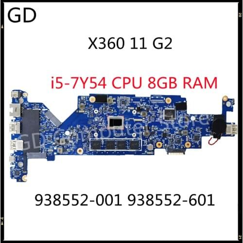 GD For HP ProBook X360 11 G2 Laptop Motherboard With i5-7Y54 CPU 8GB RAM 6050A2908801-MB 938552-001 938552-601 Full Tested