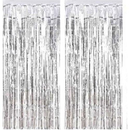 Metallized Background Backdrop Ornament Vine-clad 50x230 cm Silver party material