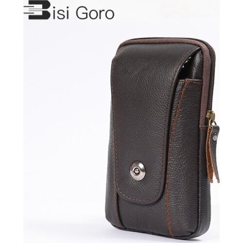 BISI GORO Multi-function phone coin waist bag vintage on the belt outdoor small wallet 2021 Wear-resistant fanny waist pack