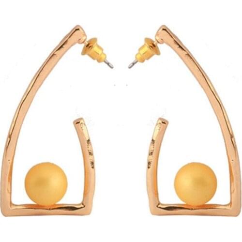 Fashion Woman Temperament Simulated Pearl Earrings Metal Alloy Geometric Ball Earring Party Jewelry Brincos