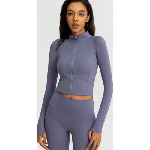 New Sports Jacket Womens Tight-fitting Clothes Quick-drying Long-sleeved Tops Zipper Cardigan Running Gym Clothes Jacket