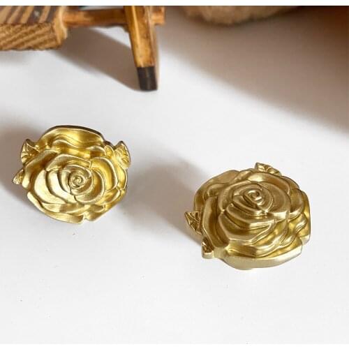 New Brass Handles for Home Furniture Rose Shape Gold Wardrobe And Cabinet Door Knobs DIY Drawer Pulls Accessory Home Improvement