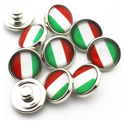 Wholesale 20pcs/lot 12mm Glass Hungary national flag Snap Buttons Fit DIY Snap Bracelet Snap Button Charms Jewelry