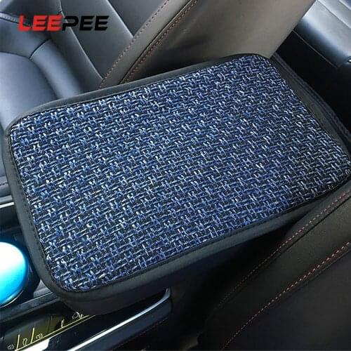 LEEPEE Anti-Scratch Car Armrest Mats Armrest Protector Cover Pad Flax Decoration Auto Interior Armrest Box Carpet Car-styling