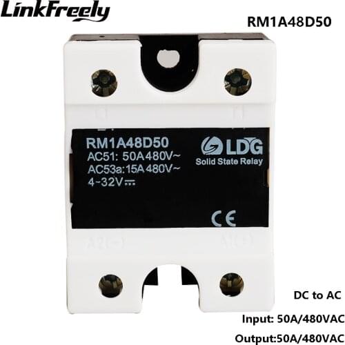 RM1A48D50 2SCR PLC Solid State Relay DC AC 50A,Output:42-530VAC Input:5V 12V 24V DC SSR Relay, Mini Current Relay Switch Board