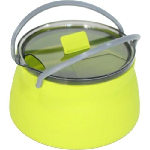 Portable Outdoor Camping Kettle Folding Silicone Kettle Collapsible Tea Kettle Portable Coffee Pot 1 Liter