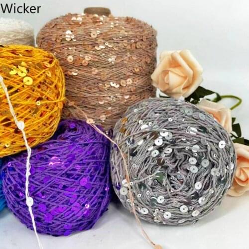 2021 Russia Trendy 50 G 140 M Fancy Cotton Yarn 6mm/3mm Sequins Knitting Yarn Ideal Partner Yarn Knit with Other Yarn