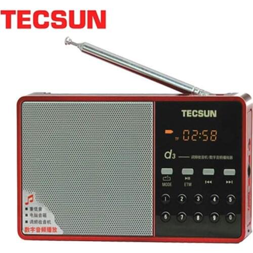 TECSUN D3 Radio FM with USB Portable Speaker MP3 with Screen and Rechargeable Battery Support audio input, digital channel