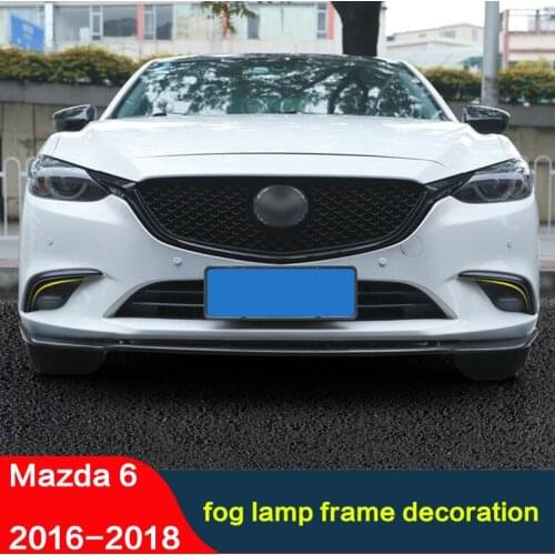 CEYUSOT For Mazda 6 Front Fog Lamp Frame 16 17 18 Front Bumper Reflector Fog Light Cover Trim Trim Strip ABS Mazda6 Auto Parts
