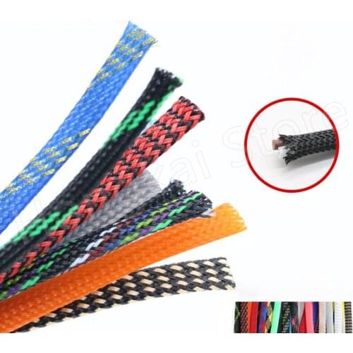 Ø8mm Multicolor PET Braided Sleeve Tube Three Weave Encryption Wire Protection Sleeve -60℃~125℃ For Automotive Wiring And Cable