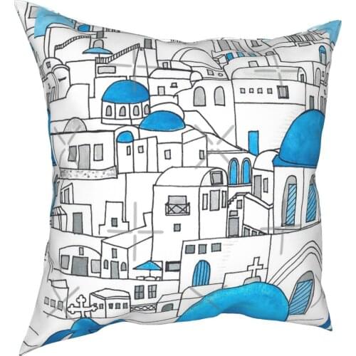 Santorini Blue And White Paradise Pillow Case Cover Nordic Pillow Case Cushion Covers Rectangular