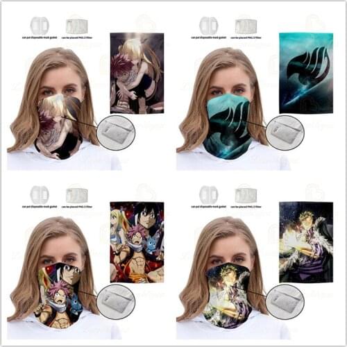 FAIRY TAIL Men Women Neck Gaiter Scarf Bandana Headband Filter Face Cover Respirator for Summer Stop The Flying Spit