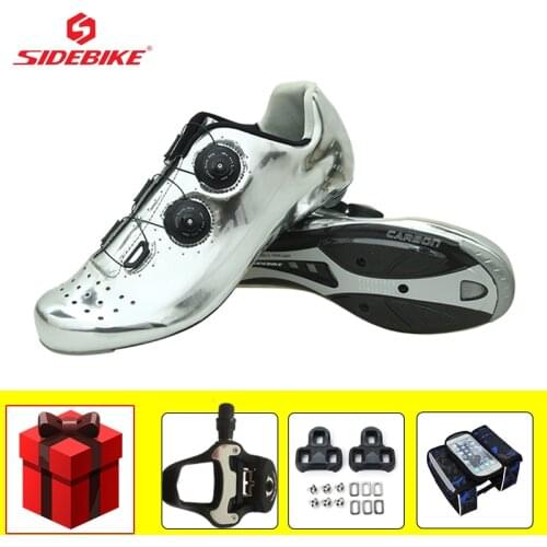 SIDEBIKE Carbon Cycling Shoes Road Ultra-light Sapatilha Ciclismo Self-locking Bicycle Riding Sneakers Add Pedals Breathable