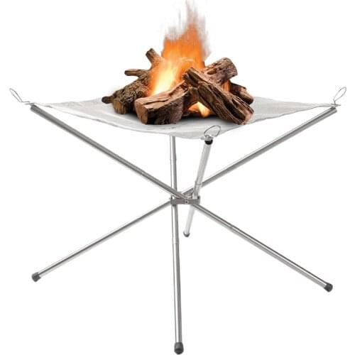 Camping Grill Net With Legs Stainless Steel Light Folding BBQ Grill Grate Outdoor Bonfire Stove Wood Stove Camping Equipment