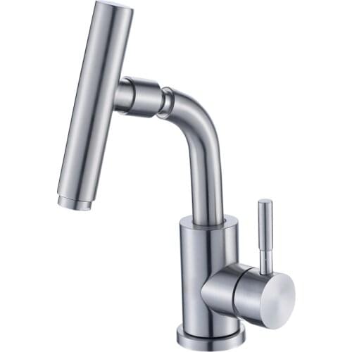 Stainless Steel Bathroom Basin Faucet 360 Degree Swivel Spout Sink Tap Rotatable Single Handle Cold Hot Water Mixer Tap Crane