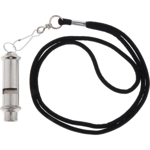 Stainless Steel Sports Whistles with Lanyard, Loud Crisp Whistles Keychain for