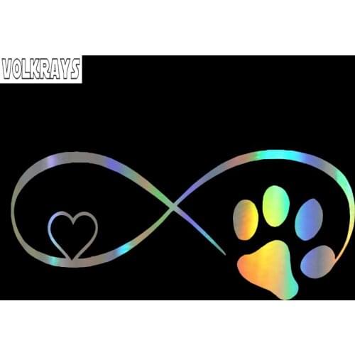 Volkrays Creative Car Sticker Dog Cat Paw Love Decals Waterproof Sunscreen 3D Decoration Decal Auto Accessories Vinyl,17cm*7cm