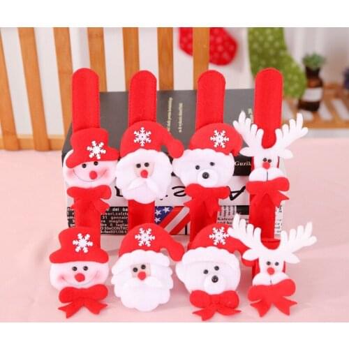 1 Pcs Christmas Clapping Round Bracelet Bracelet Party Wrist Decoration Watch Santa Claus Snowman New Year Childrens Gift Toy