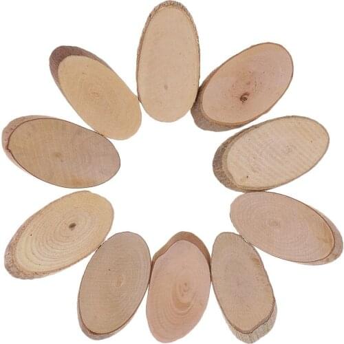 10 Pieces Rustic Wood Oval Log Slices for Wedding Party Table Decoration Painting Drawing Craft Photo Props 6cm