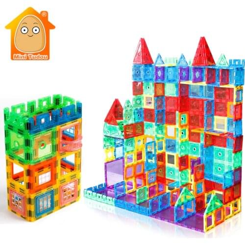 100PCS Big Size Transparente Magnetic Tiles Building Bricks Educational Toys Magnet Game For Children