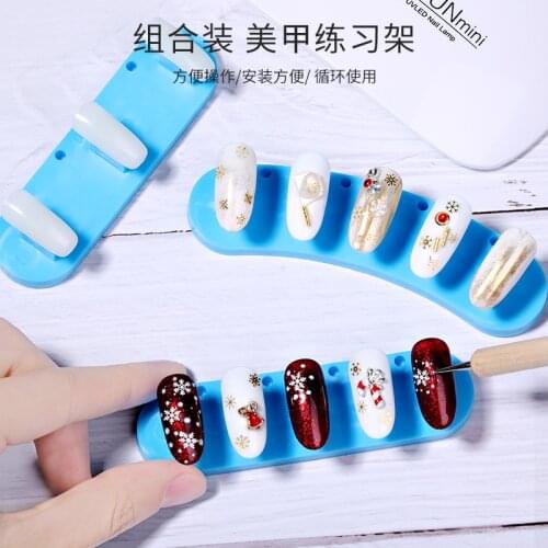 100Pcs Practice Square False Nails Tips Trainer Tool Adjustable Nail Art Model Holder Practice + 1Set Nail Training Tools