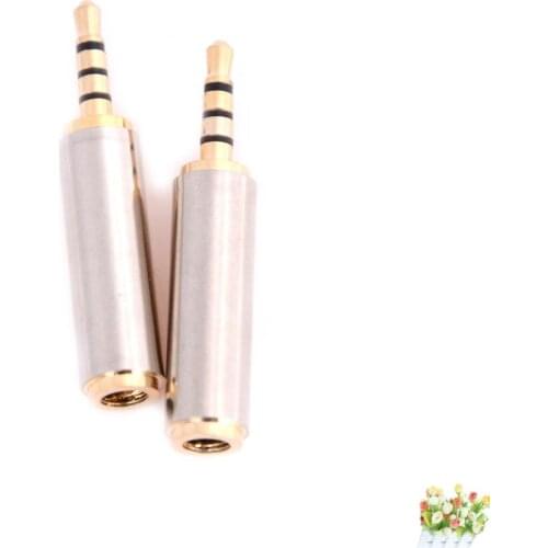 2PCS/lot 2.5 mm Male to 3.5 mm Female audio Stereo Adapter Plug Converter Headphone jack Gold color 34mm long