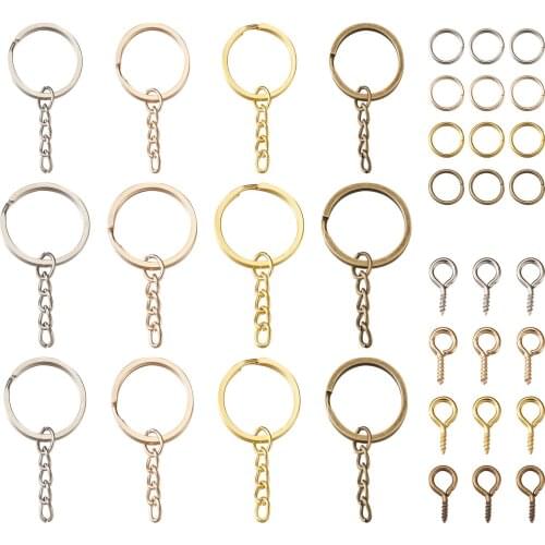 360pcs/Set Iron Split Key Rings Close but Unsoldered Jump Rings, Alloy lron Screw Eye Pin Peg Bails For DIY Keychain Making Kits