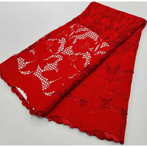 5yards/pc) High quality plain red color African cord lace fabric with eyelash short tassels 2021 newest for party dress WZZ026