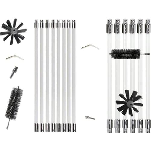 Flexible 8pcs Rods 1pc Brush Head Chimney Cleaner Sweep Rotary Fireplaces Inner Wall Cleaning Brush Cleaner Chimneys beautiful