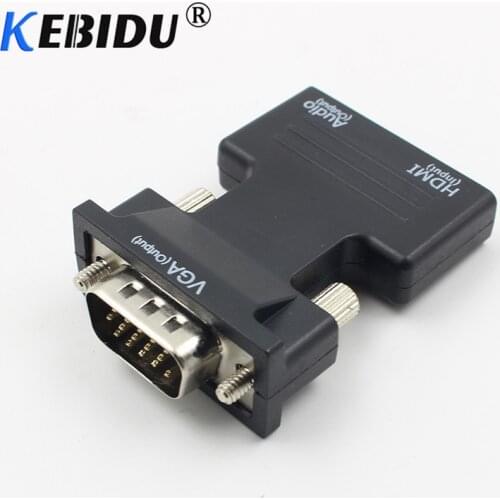 Kebidu 1080P HDMI-compatible to VGA Converter Adapter with Audio Female to Male Cables Adapter for HDTV Monitor Projector PC PS3