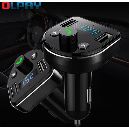Car Phone Charger for Mobile Phone Dual USB Car Charger Handsfree FM Transmitter Wireless Bluetooth 5.0 Car Kit LCD MP3 Player
