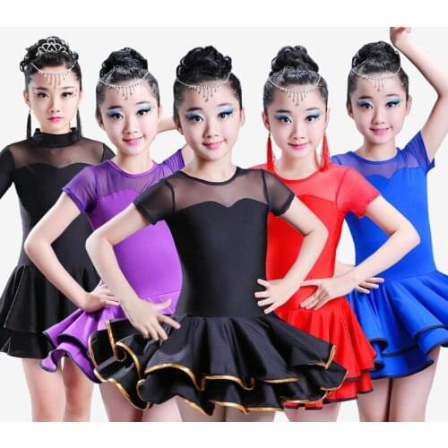 Ballroom latin dresses dance dress for girls salsa dress kids rumba 2019 children spandex samba skirt tango competition clothes