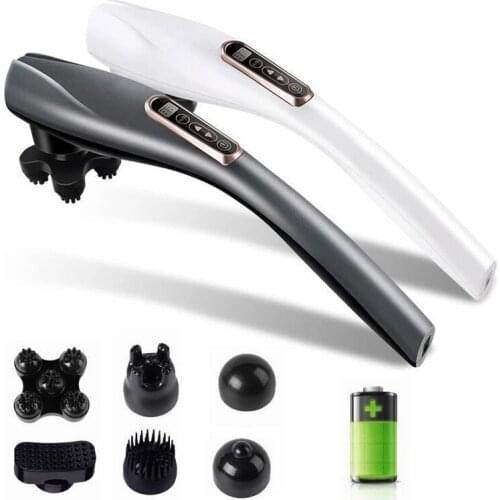 Wireless Handheld Massager Six Head Machine Full Body Neck Vertebra Back Muscle Relax Vibrating Deep Tissue Massage Health Care