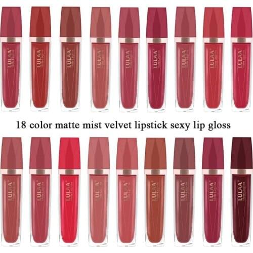 18colors Lipgloss Moisturizing Non-stick Cup Lip Makeup Long Lasting Waterproof Cosmetic Velvet Matte Lipgloss Sexy Lip Gloss