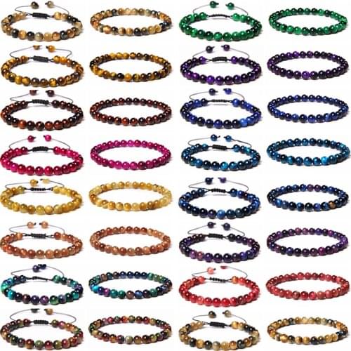 Real Natural Tiger eye Bracelet Men Women Handmade Colorful 6mm Stone Beaded Yoga Energy Bracelet Friends Lover Jewelry Gifts