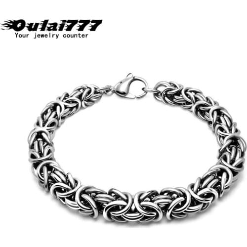 2019 stainless steel men bracelet on hand link chain charm gifts for male mens chain link statement bracelets hip hop rock