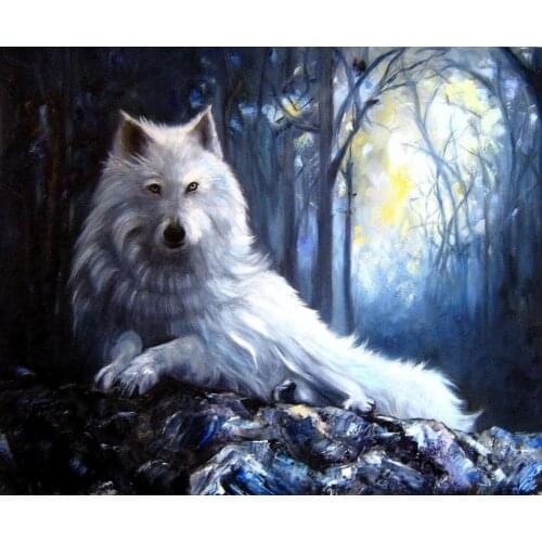 Diy Diamond Painting Canvas Handicraft Fabric Arctic Fox Abstract Household Decoration Cross Stitch Embroidery Square/round