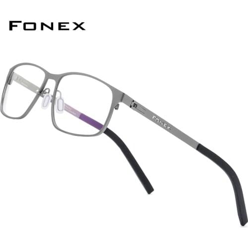 FONEX Alloy Optical Glasses Frame Men Ultralight Square Myopia Prescription Eyeglasses Male Full Korea Screwless Eyewear 983