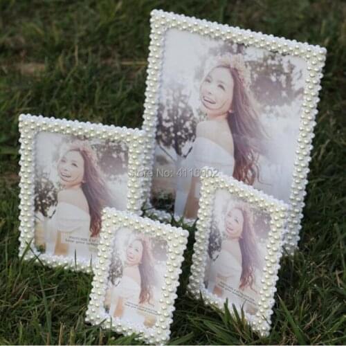 50pcs European Pearl Diamond Decoration Photo Frame 7 Inch Creative Rectangle Photo Frames Wedding Decorations Picture Frame