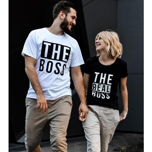The Boss The Real Boss Funny Couples T Shirt Women Men Tshirt Summer Fashion O-neck Short Sleeve Cotton Letter Printed T-shirt